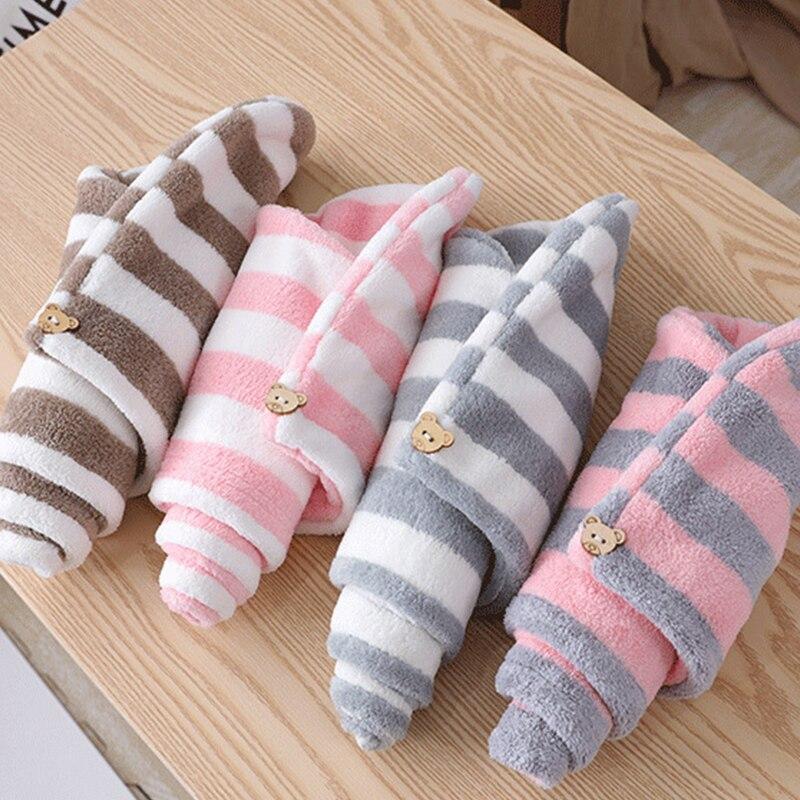 Hair Drying Cap Towel Absorbent Thickening Household Items Bathroom Bathing Dry Hair Cap Striped Shower Cap Soft Headscarf