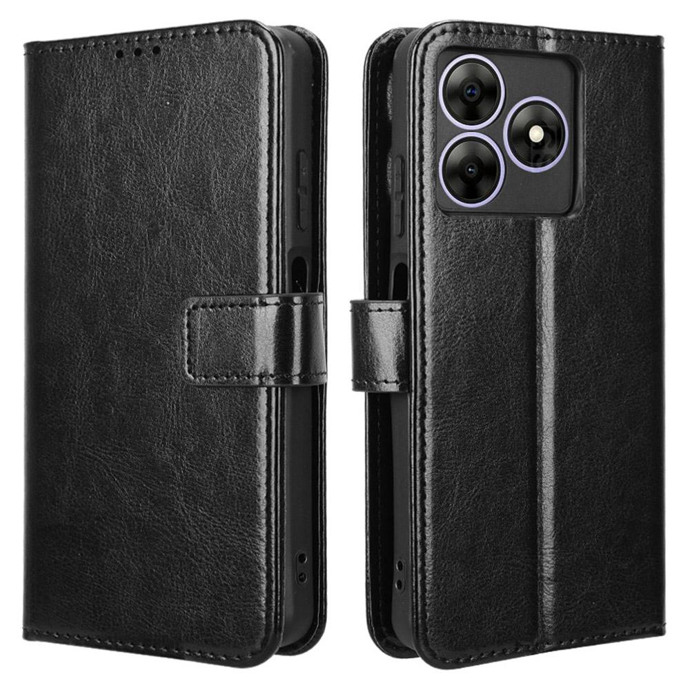 

Кожаный чехол для Blackview Wave 8/Wave 8C/Oscal Flat 2 Crazy Horse Texture Phone Wallet Cover Black