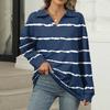 Women's Summer Fashion Casual  Printed V-Neck Long Sleeve Shirt Top