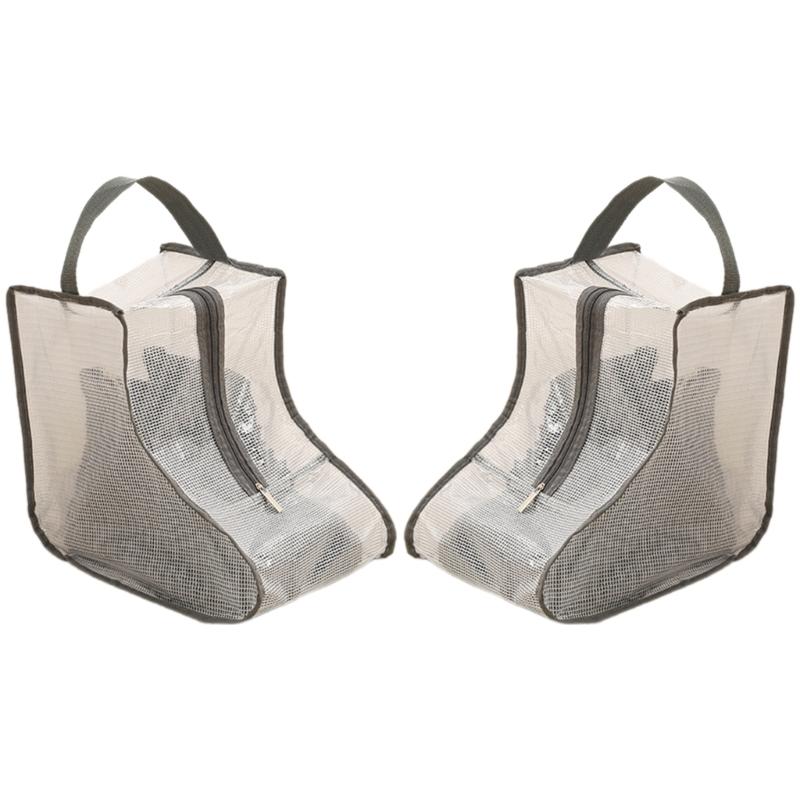 Set Of 2 PVC Boot Bags Dust Protector Shoes Bag Rubber Boot Bag With Clear Viewing Panel High Boot Storage