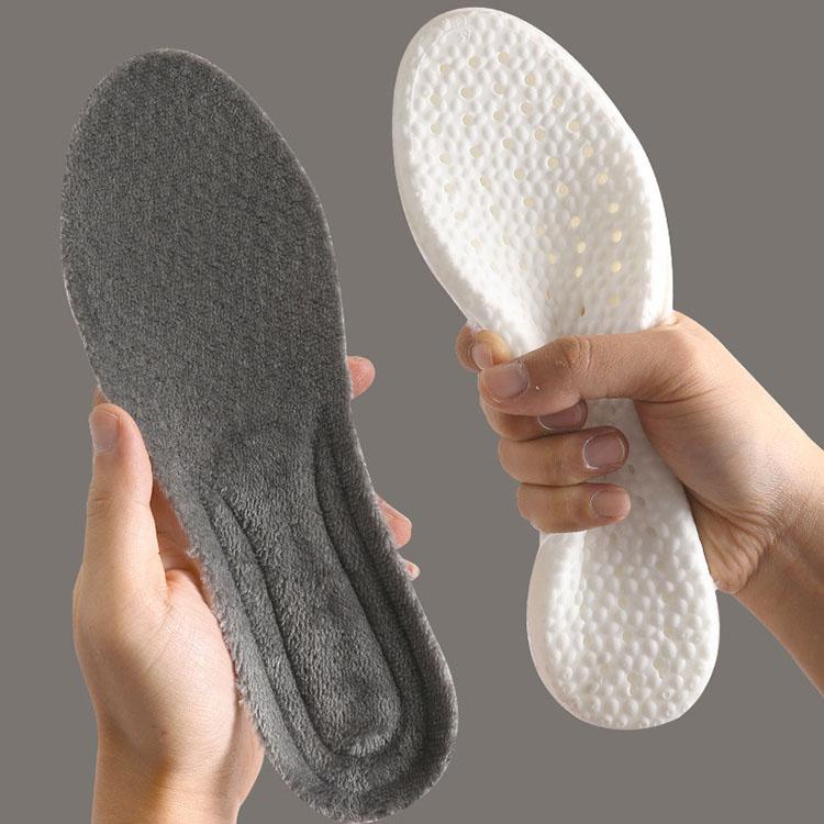 1 Pair High Elasticity Padded Warm Insoles for Men Women Shock Absorbing Latex Insoles Warm Insoles for Fall and Winter Sports Insoles