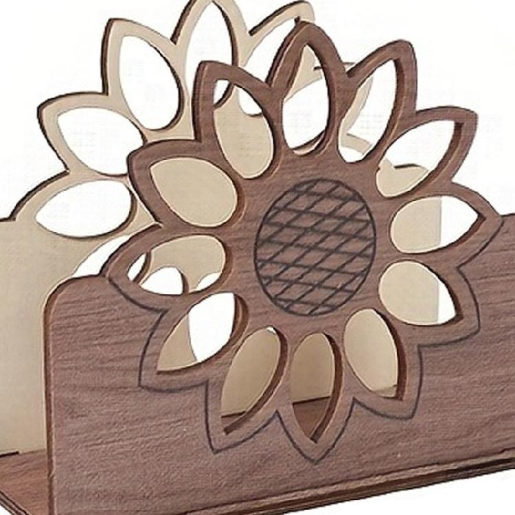 Practical Wooden Sunflower Napkin Storage Stand Elegant Paper Towel Storage Dispenser Table Centerpieces