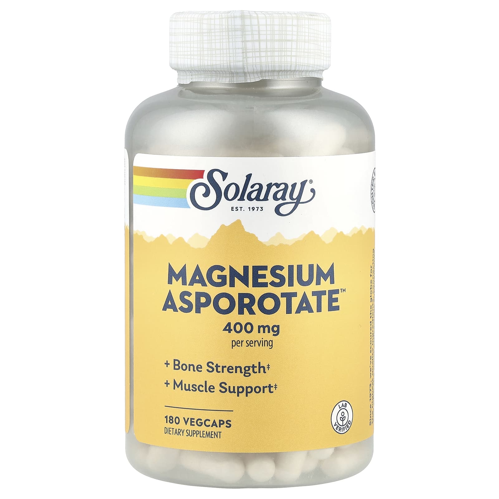 

Solaray, Magnesium Asportate™, 400 mg, 180 Veggie Capsules (200 mg per capsule)
