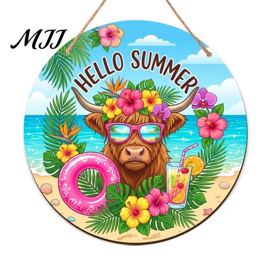 Seaside Resort Porch Decoration Summer Wooden Hanging Sign, Beach Style Wall Decor with Hemp Rope, Tropical Sign Indoor Outdoor Theme for Patio House