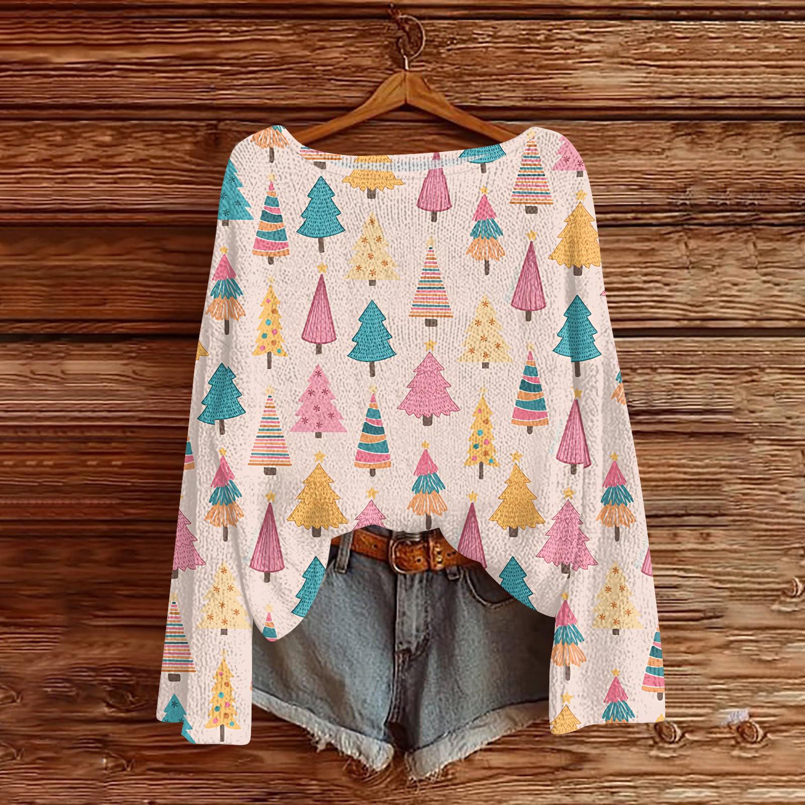 

Женский модный вязаный свитер оверсайз с длинными рукавами и рождественским принтом XL