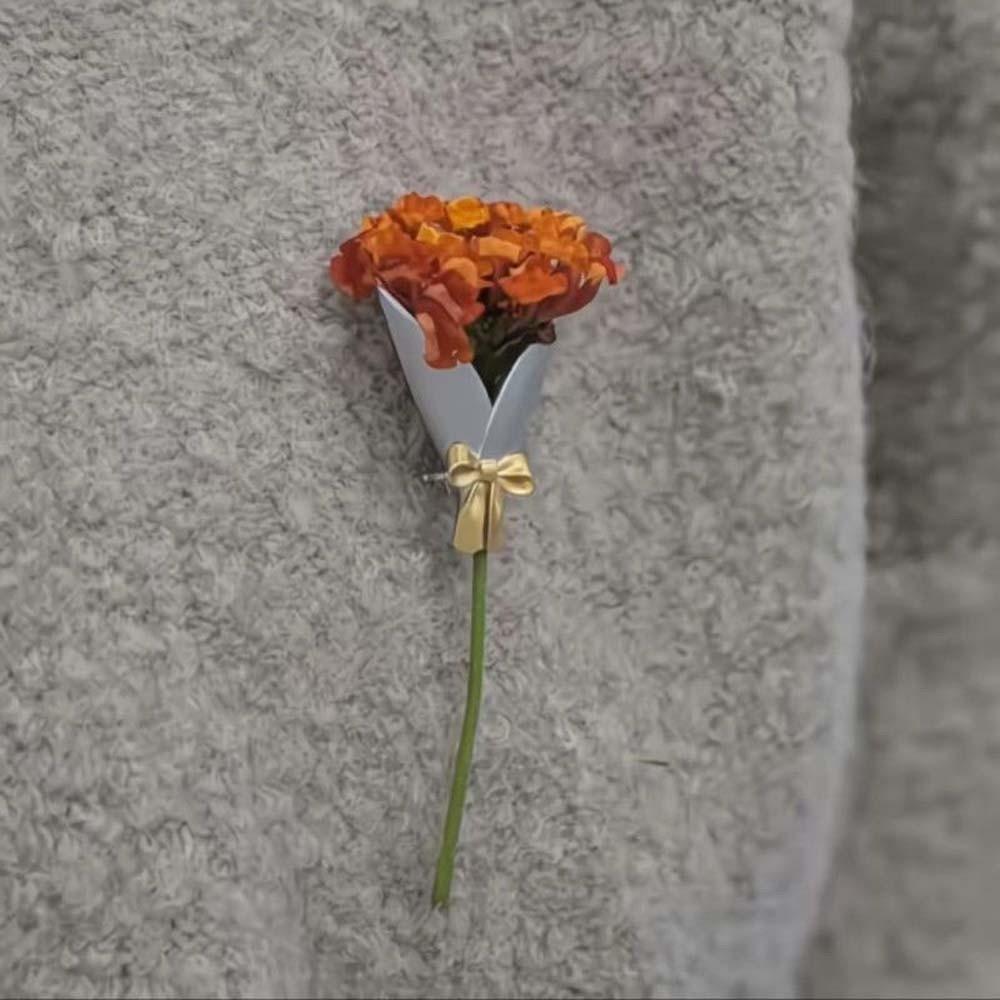 Elegant Flower Insertable Brooch French Style Silver Glossy Pin Metal Corsage Ornament  Banquet