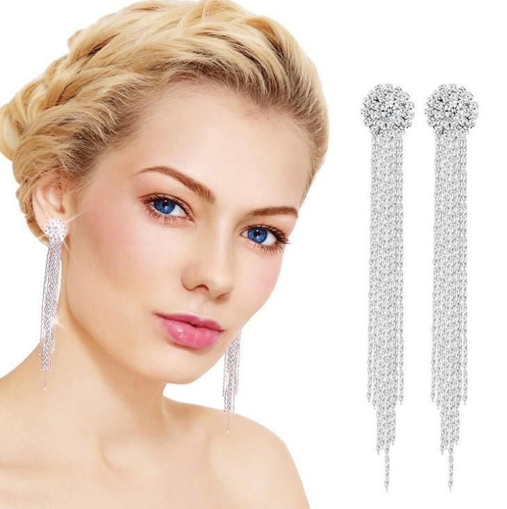 Oorbellen New Fashion Jewelry Personality Temperament Crystal Tassel Bride Earrings Long Earrings For Women Statement Earrings
