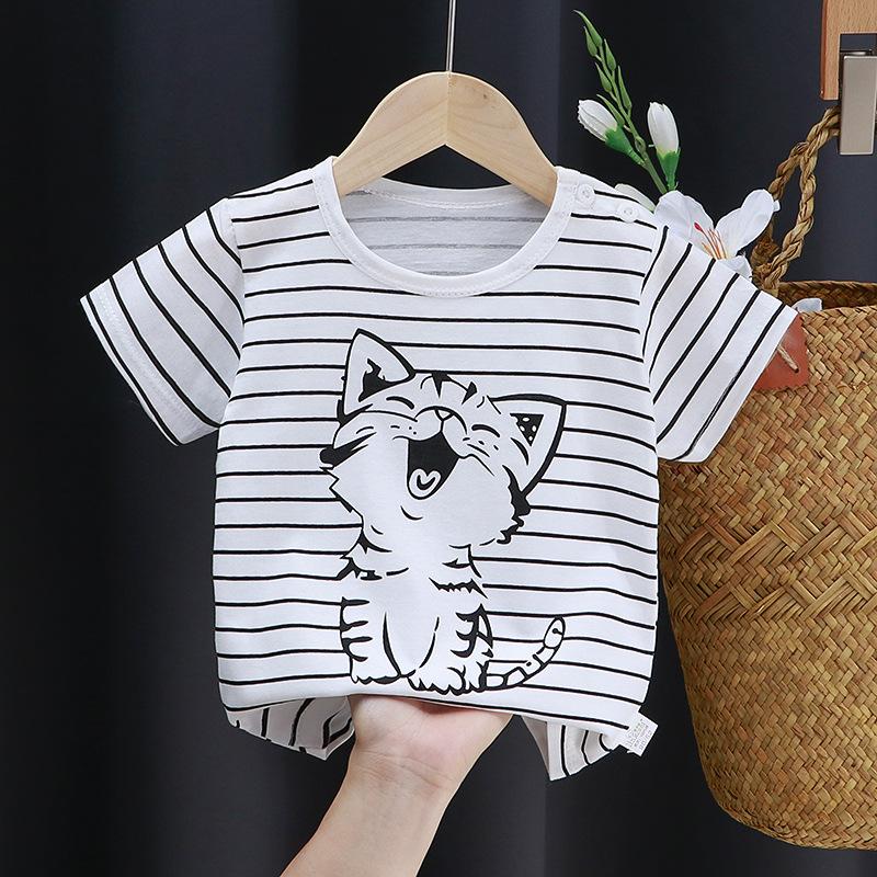 Kids Cute Cotton Short-sleeved T-shirt Tops Children's Clothing Baby Clothes Cartoon Pullover
