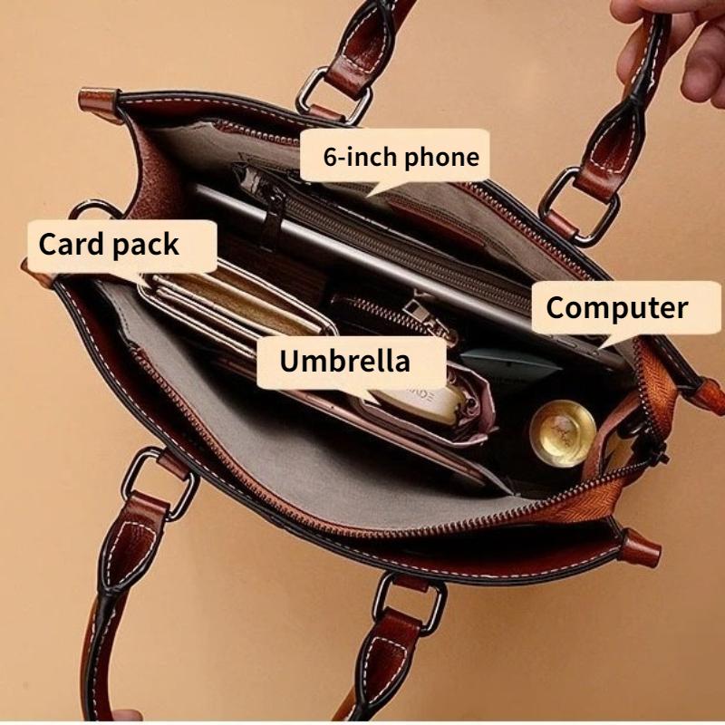Women's Fashion Genuine Leather Handbags High Quality Luxury Shoulder Bags Ladies Vintage Handbags