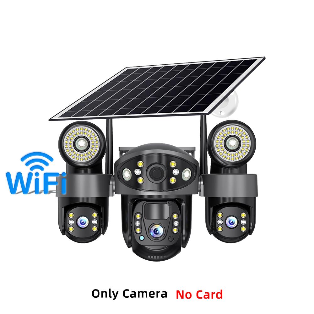 4G/WIFI Solar-powered Security Camera, Triple Lens, Triple Screen, Full-color Night Vision, Motion Detection, Wireless Monitoring