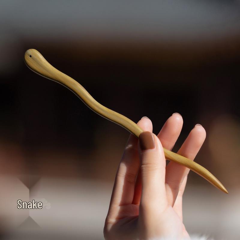 High-End Natural Ebony Wood Hairpin - Extended Chinese Ancient Style Black Hair Bun Accessory