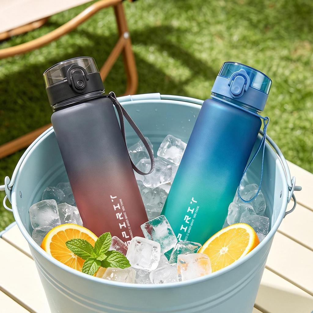 Drop-Proof Gradient Sports Water Bottle - Large Capacity, Portable, Flip-Top Lock, High Appearance Value, Essential Summer Plastic Cup