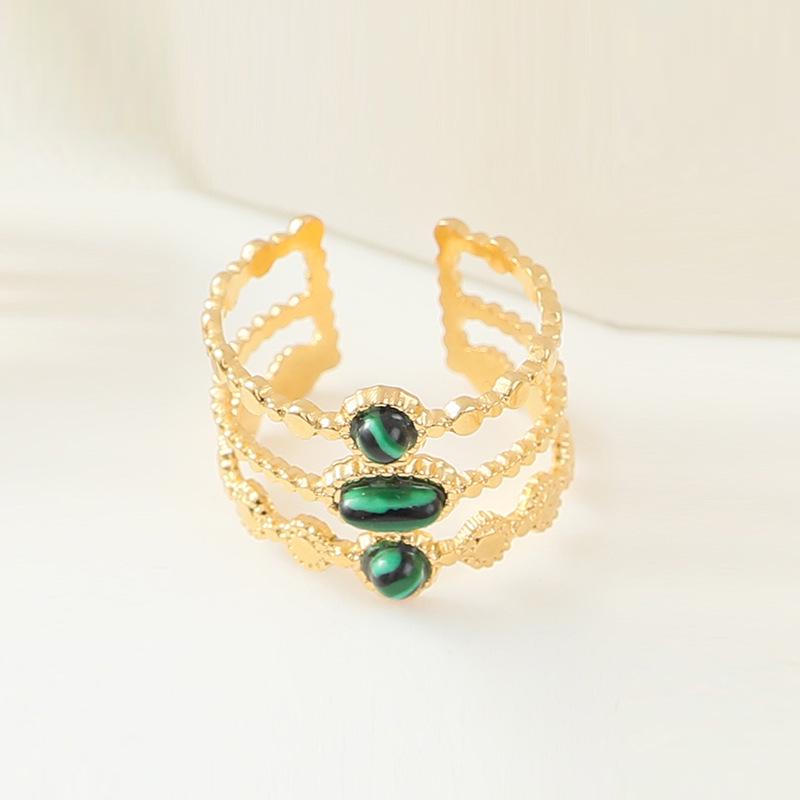 Women's Vintage European and American Turquoise Stainless Steel Ring