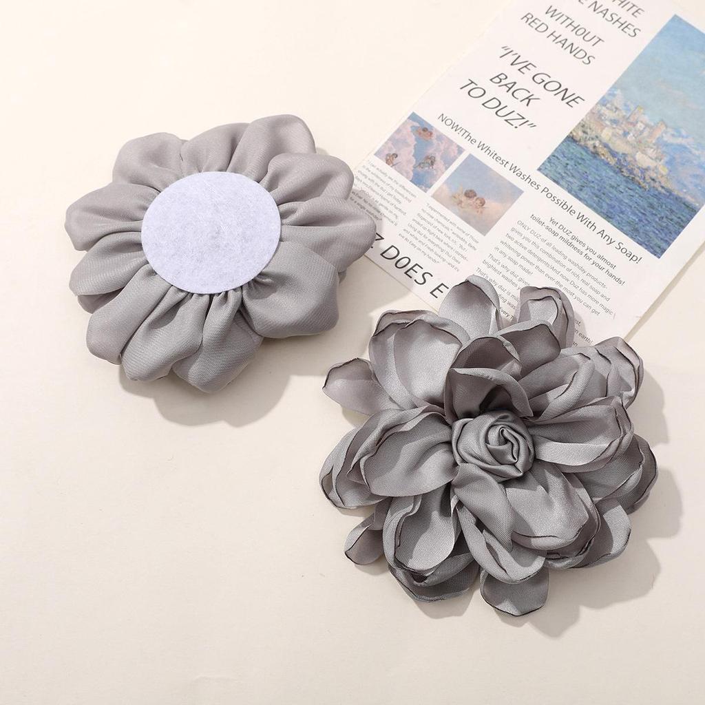 Korean Retro Satin Rose DIY Hair Accessories & Women's Necklace Brooch