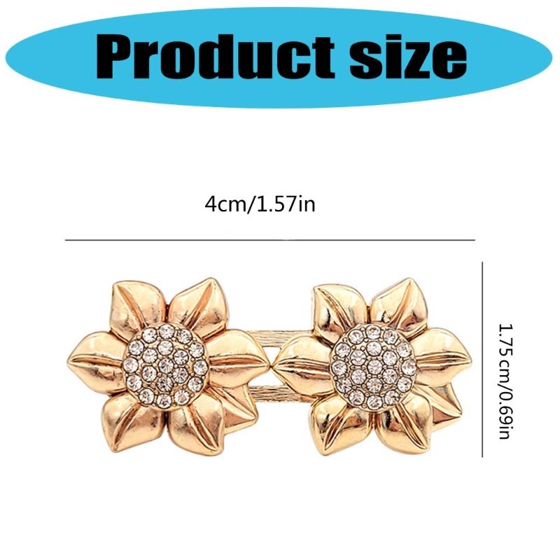 Detachable Alloy Waist Cincher Button Sparkling Crystal Flower Closure No Sew Fashion Accessory