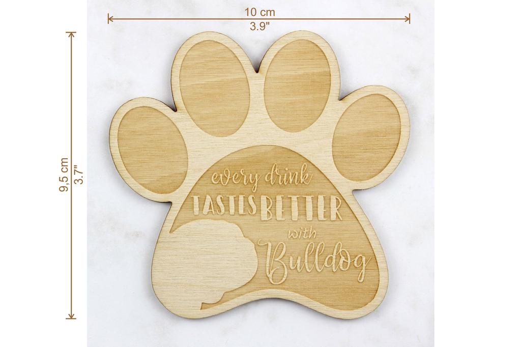 Bulldog - Podložka pod hrnek, gravírovaná podložka s pejskem, dárek pro milovníka psů značky Art-Dog