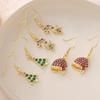 European & American Christmas Earrings: Fashionable Copper Studs with Colorful Zircon - Christmas Tree, Hat, Scepter, Candy Designs.