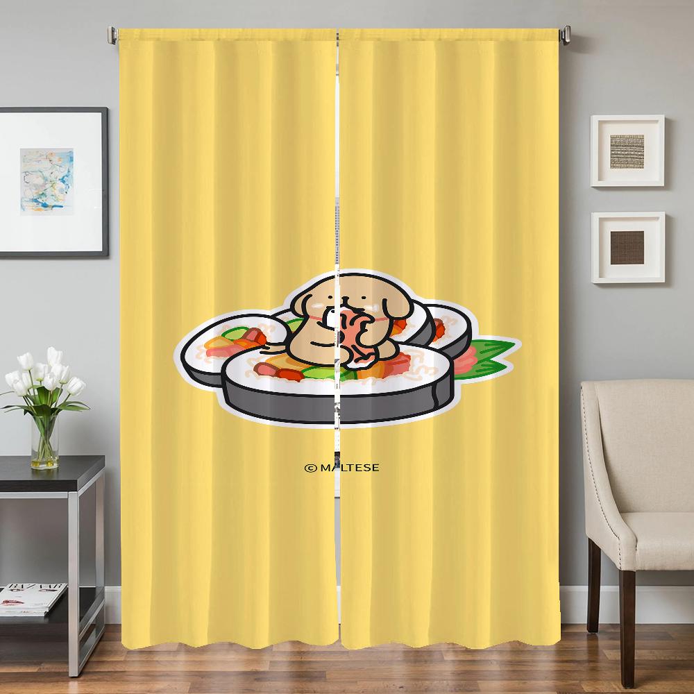 

Home Interior Kitchen Curtains For Living Room 2 Pieces Blackout Curtains Door Curtain Maltese Dog Bedroom Decoration Partition W50xH70cmx2pcs-CL