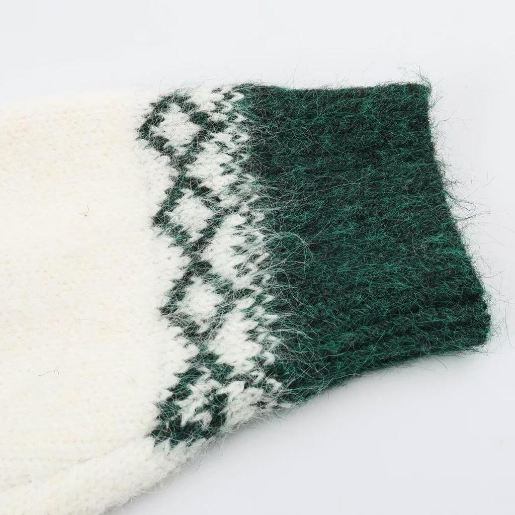 2026 Autumn European & American Christmas Fair Isle Color Block Knit Sweater