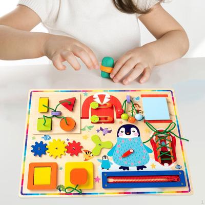 Children Busy Board Educational Toys Travel Activity Fine Motor Skills Sensory Wooden