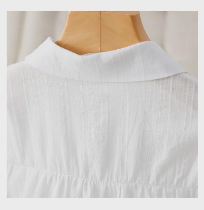 Lace Stitching White Women's Long Sleeve Shirt - Spring 2025 Commuter Style