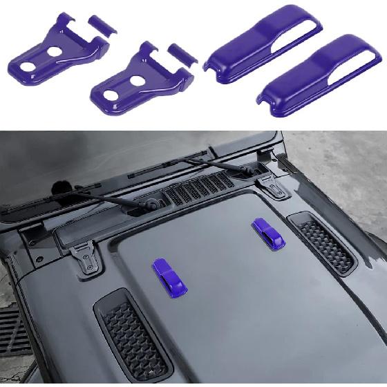 Engine Hood Hinge Cover Decor Trim Cover for 2018-2022 Jeep Wrangler JL and Gladiator JT Exterior Accessories 4PCS Purple