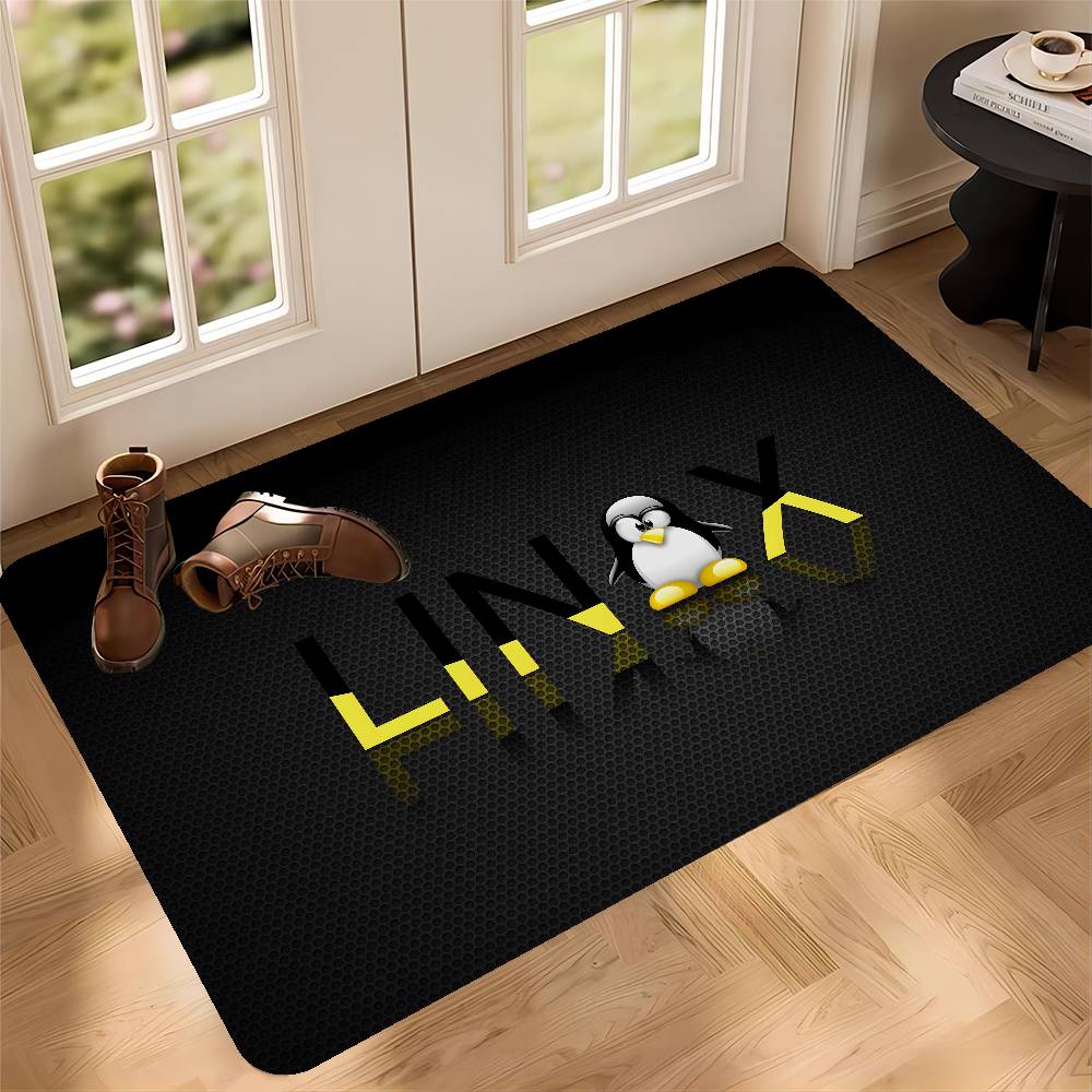 Linux Betriebssystem Tux Pinguin Anime Fußmatte Rechteckig Zuhause Weich Badezimmer Matte Eingangstür Innen Außen Matte Willkommen Fußmatte