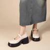 Light Man Home Mary Jane Women's Shoes New One-word Belt Platform Heel High Heels Leather British Style Small Leather Shoes