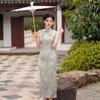 1011 summer new fashion improved young girl elegant new Chinese sleeveless long cheongsam slim and thin