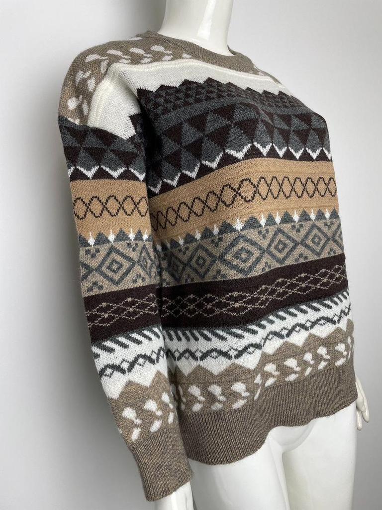 Women's Retro Color Block Christmas Knitted Pullover Sweater