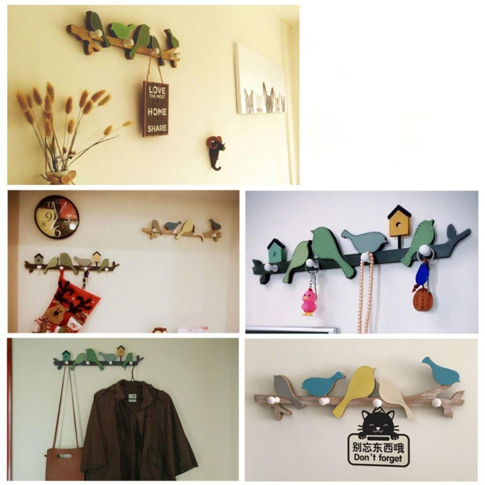 Creative Bird Shape Wall Hooks 4 Hooks Closet Organizer Holder Clothes Coat Hooks Kitchen Supplies