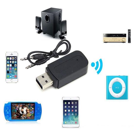Adattatore Ricevitore Audio Stereo Musicale Aux Wireless Bluetooth-compatibile per Auto con Microfono