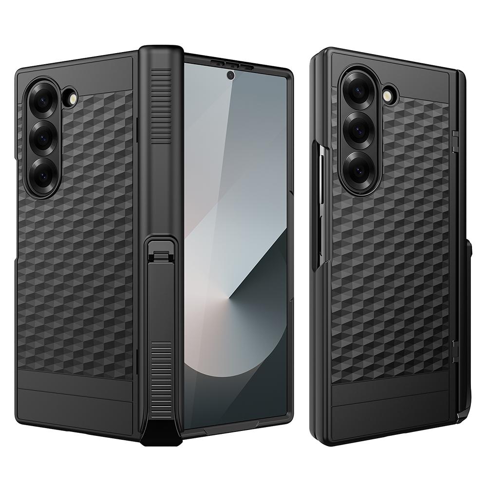 

Чехол для Samsung Galaxy Z Fold6 5G с шарнирной подставкой, ПК чехол для телефона с защитной пленкой из закаленного стекла Black