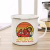 Jesus Has Your Back Jiu Jitsu Retro Christian Enamelled Cup Coffee Mug 11oz Ceramic Coffee Tea Cocoa Cup Handle Tea Drink Cup