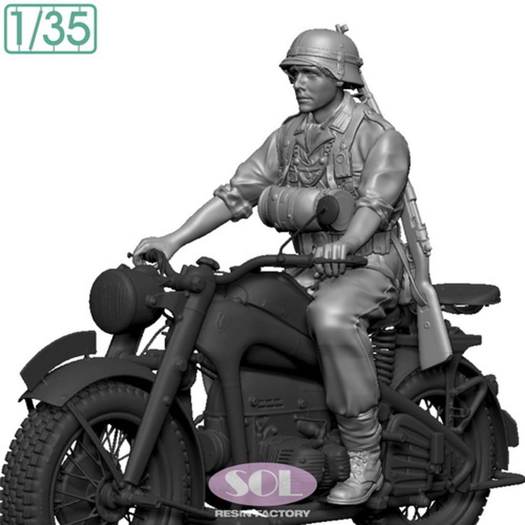 Solmodel WWII German KS750 Crew 1 Motorcycle Soldier 3D Printer Kit MM881 1/35 (for Solmodel) (People)