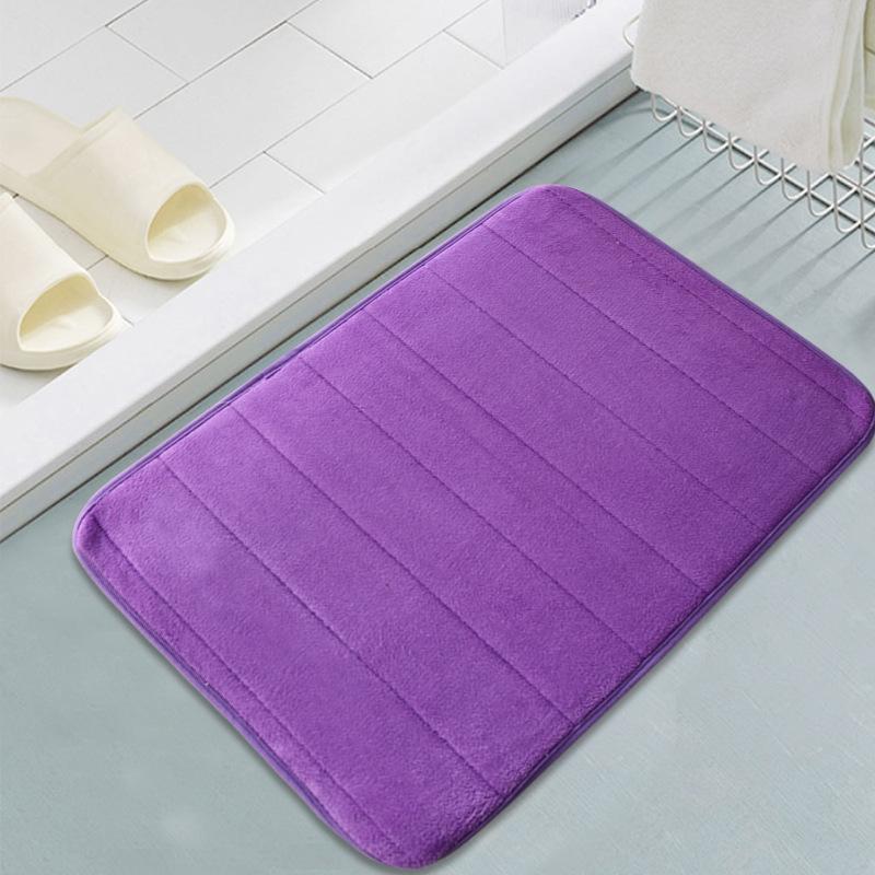 Solid Color Kitchen Bathroom Thick Coral Fleece Floor Mat