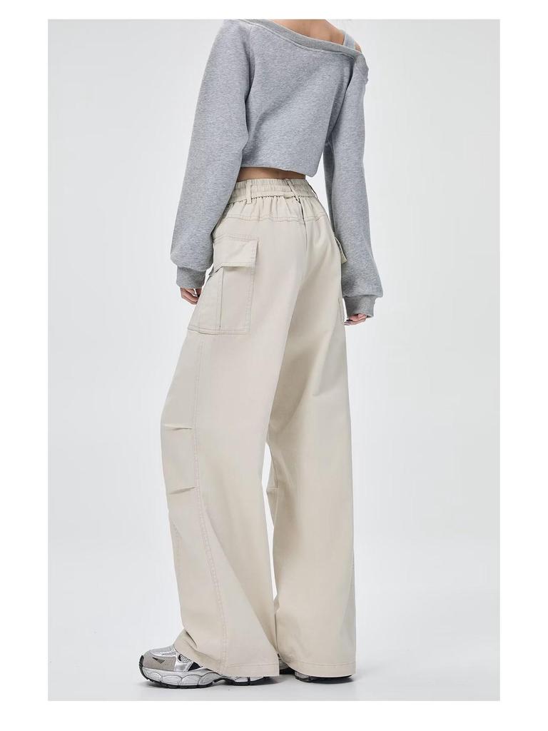 Korean Style Women's Casual Cargo Pants - Spring/Summer Straight Fit