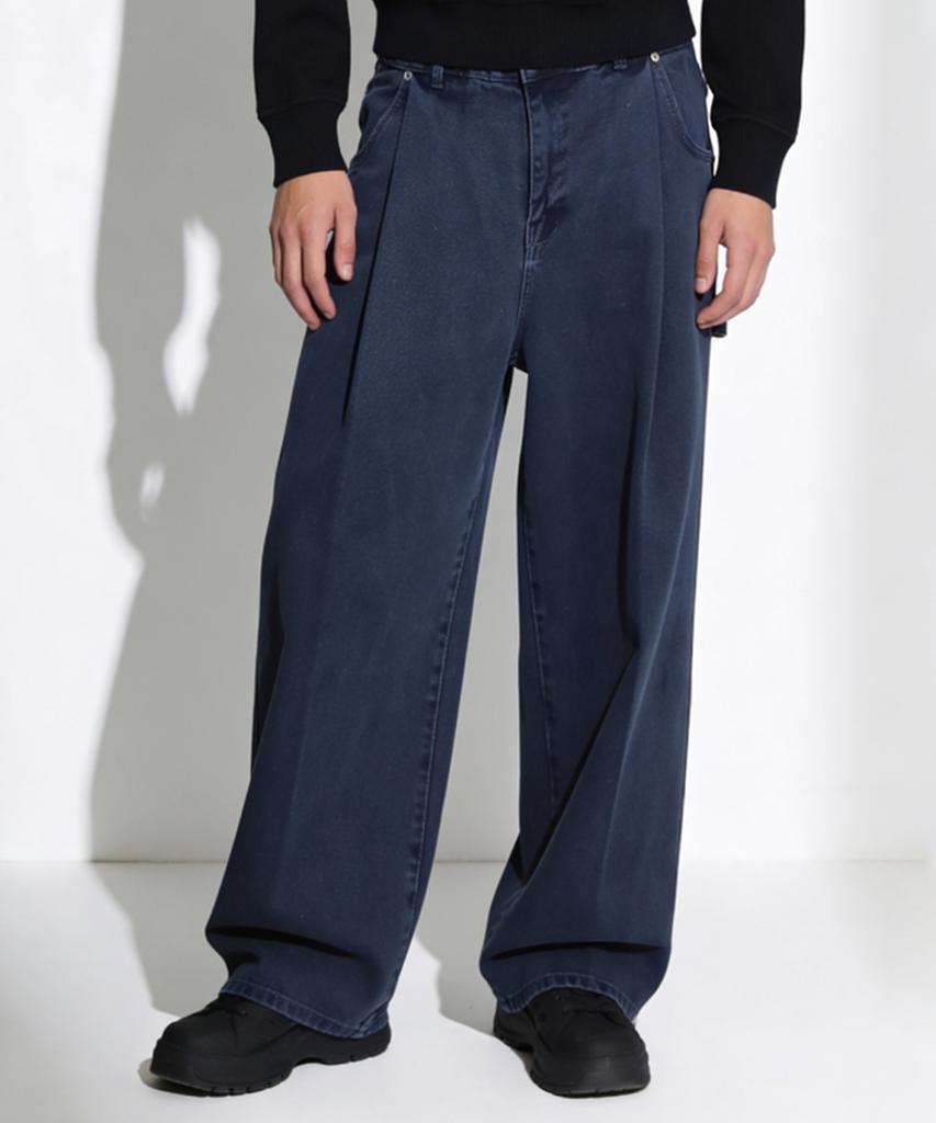 Deoseutoli Pigment Wide Cotton Pants (Navy)