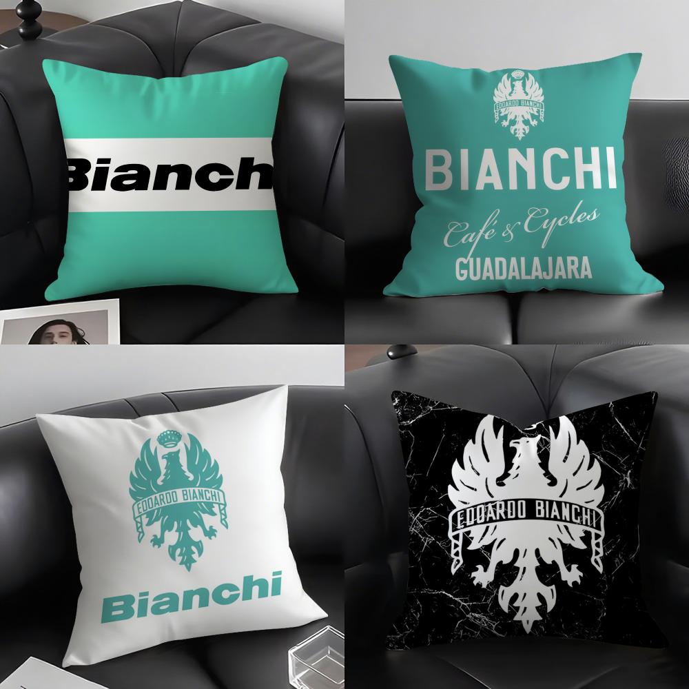 Luxury B-Bianchi Logo Cushion Cover Elegant Comfort Pillowcase Sofa Bed Double-Sided Printed Invisible Zipper Home Decor