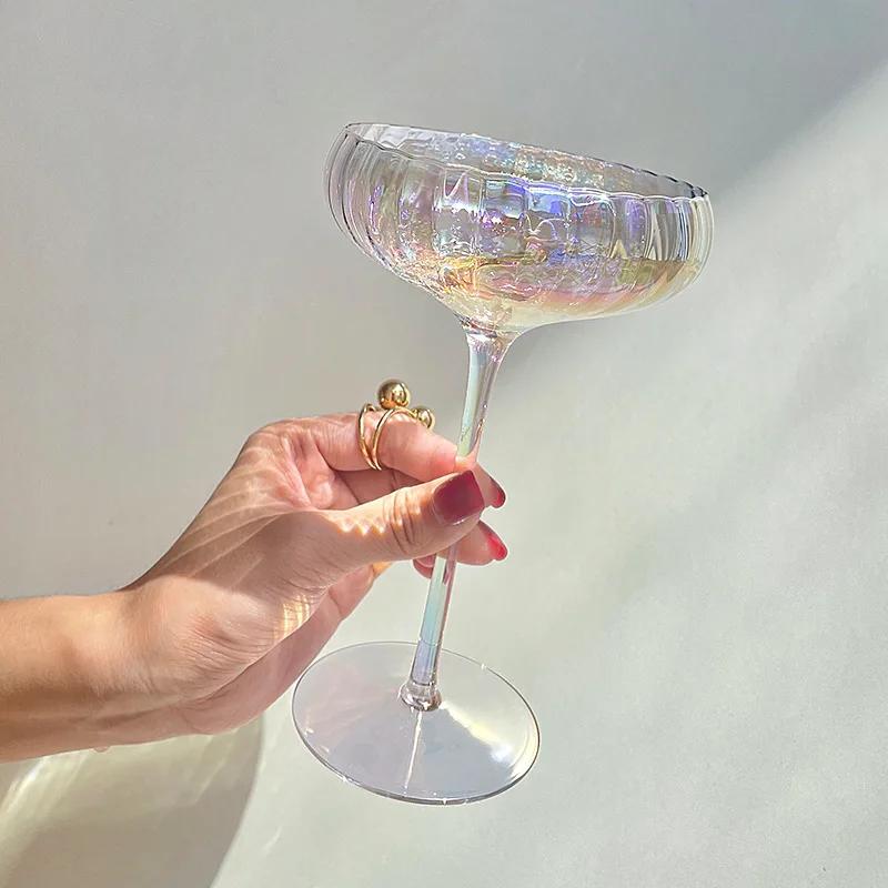 High-end European Style Goblet Crystal Rainbow Red Wine Glass Wedding Cocktail Glass Champagne Wine Glass Home Bar Utensils Gift