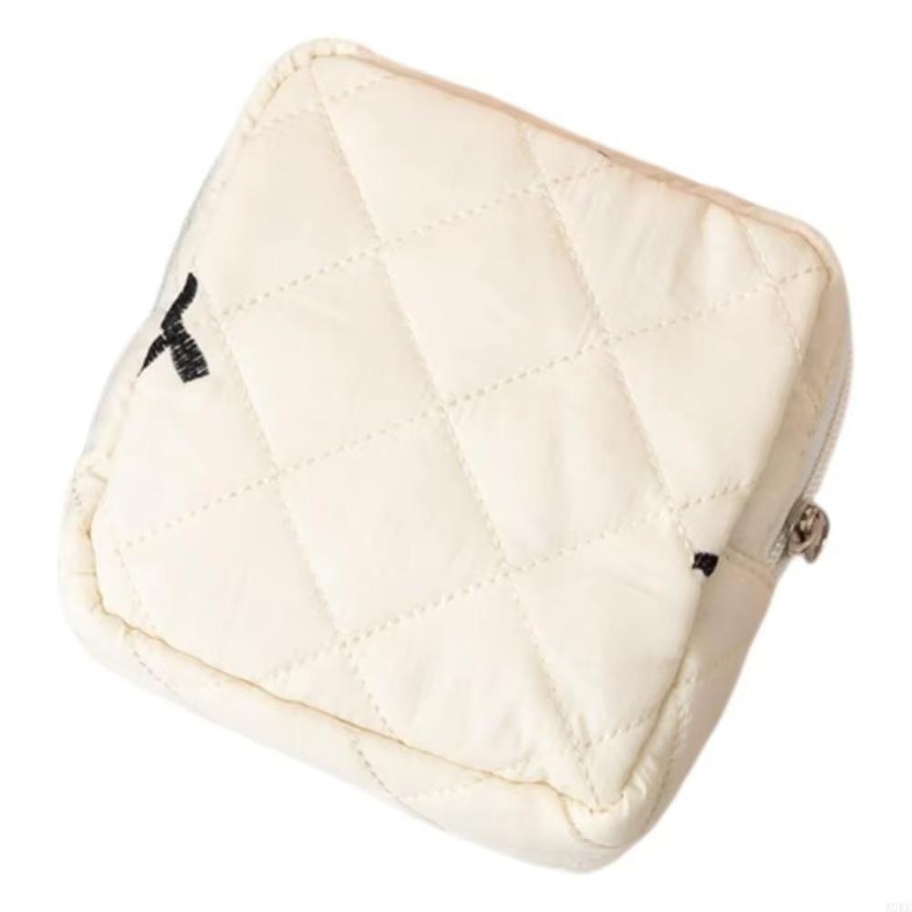 

Cute Bow Design Sanitary Napkins Bag Compact & Portable Multipurpose Storage Pouch Zipper Closure Lipstick Organizer Bag