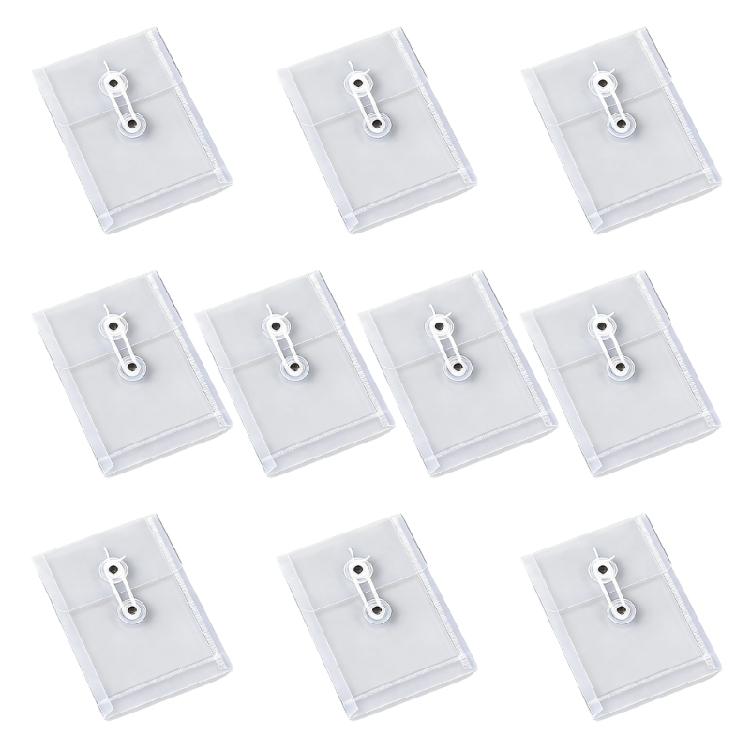 

10Pcs Waterproof Clear Plastic File Pouches String Closure Document Organiser Bag For Storing Receipts Document Paper