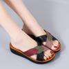 Summer Women Sandals Leather Slope Heel Home Slippers Comfortable Mom Shoes Casual Indoor Outdoor