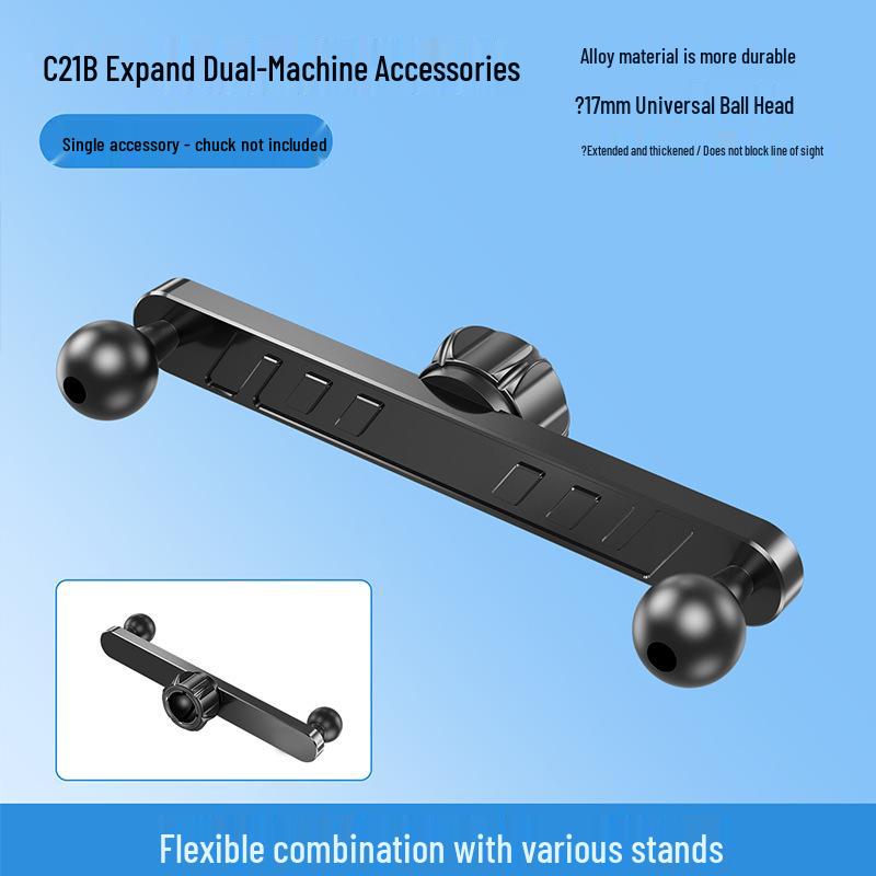Dual-Camera Phone Holder: C21B Floor & Desktop Shooting Stand with 17mm Universal Ball Head