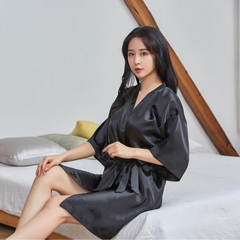 Bademantel Frau Dusche Frauen Pyjama Herbst Winter Einfarbig Bademäntel Langarm Pyjama Langarm Loungewear Studentenmäntel