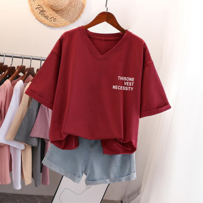 Kurzärmeliges T-Shirt, Locker sitzend, Schlankmachendes bedrucktes V-Ausschnitt-Top für Damen