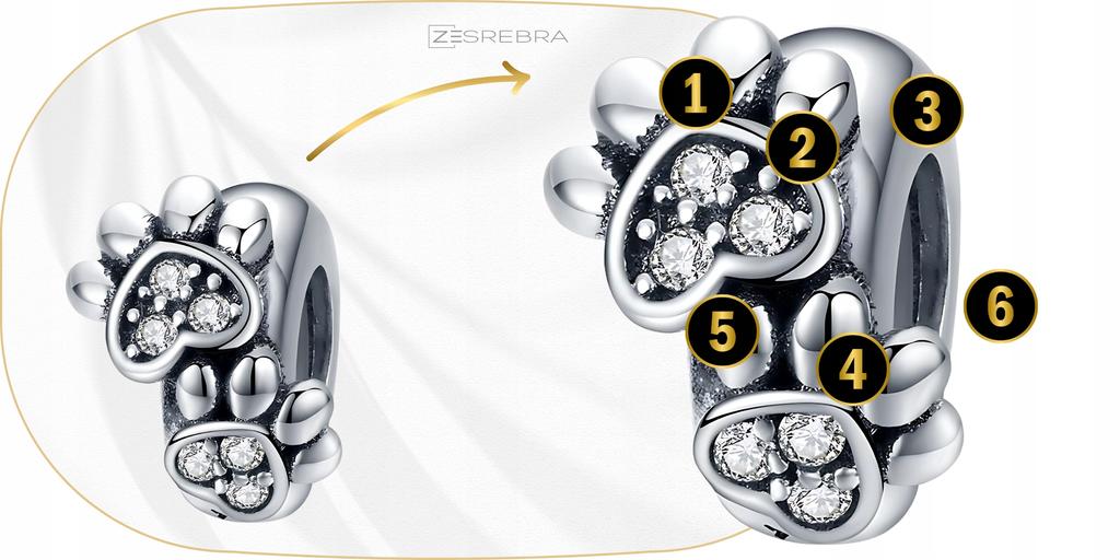 Dog Paw Stopper Charm 925 Dog Paw Pendant Charm S925