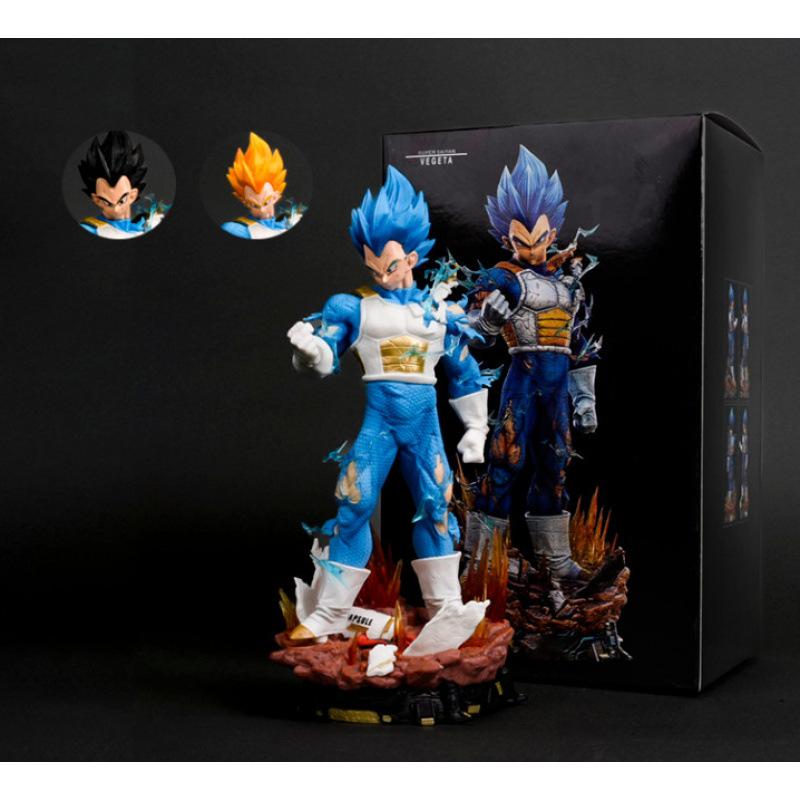 Dragon Ball Super Saiyan lx Vegeta three-headed carving figure animation peripheral statue model ornament gift
