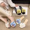 Summer New Flower Cool Slippers, One-word European and American Beach Shoes