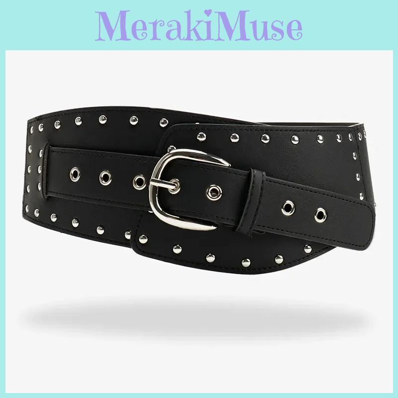 Vintage Irregular Wide Waist Belt With Alloy Buckle For Denim Pants Fashion Accessories